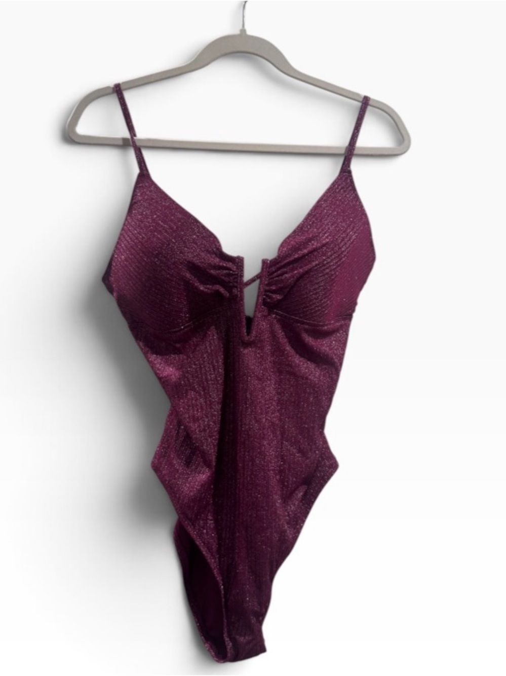 Bar III Burgundy One Piece Swimsuit Lace-Up Back Never Worn